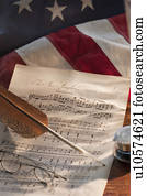 Sheet music on American flag