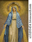 Mosaic of the Virgin Mary Wearing a Crown