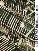 new york, united states of america; fire escape on a building