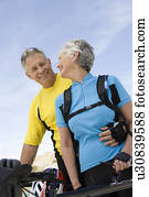 senior couple, s, bikes