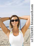 Sporty woman at the beach