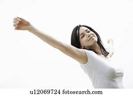 Carefree woman stretching