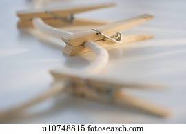 Clothespins on clothesline