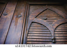Detail carved wooden door