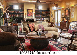 Living room interior southwestern style home