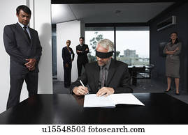 cego, contrato, assinando