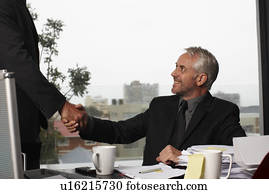 Executive shaking hand