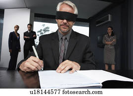 executivo, assinando, um, contrato