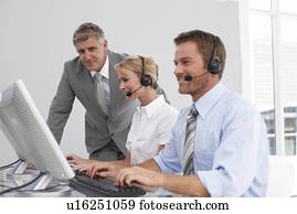 executivo, com, seu, equipe