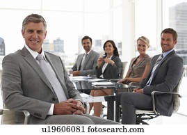 executivo sênior, com, seu, equipe