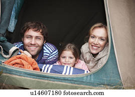 família feliz, acampamento