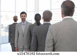 gerente, com, seu, equipe