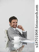 jovem, feliz, gerente