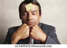 Sticky note on the forehead