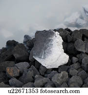 Mineral salt covered volcanic rock