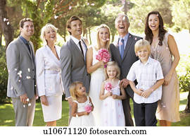 grupo familiar, em, casório