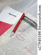 caneta, ligado, jornal, trabalho, listas, com, retomar