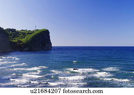 Coastline Rock Formation Sea Horizon Over Water