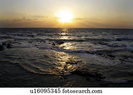 Sea Horizon Over Water Sunset Sun Dramatic Sky