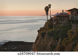 eua, califórnia, praia laguna, casa, ligado, penhasco
