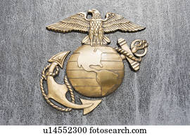 USA, Virginia, close up of US Marines insignia