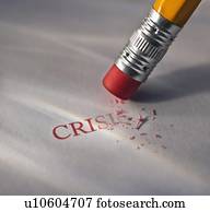 tiro estúdio, de, lápis, apagando, a, palavra, crise, de, pedaço papel