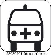 ambulância, símbolo, artwork