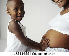 Pregnant woman and son