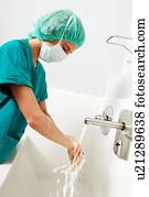 Scrubbing up before surgery