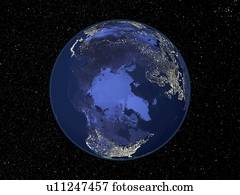 The Arctic at night, satellite image