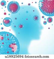 vírus gripe, espalhar, artwork