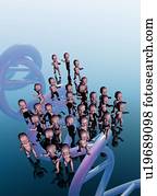 bebês, e, adn, ilustração