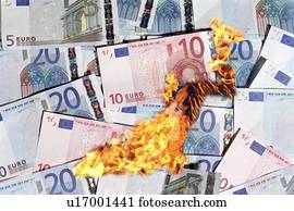 Burning money, conceptual image