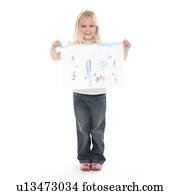 menina, com, desenho