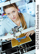 mulher, usando, 3d, impressora