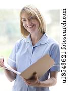 enfermeira, verificar, notas