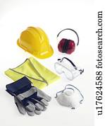 construção, worker's, equipamento segurança