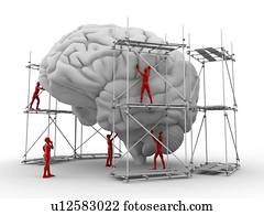 cérebro, com, trabalhadores, saúde mental