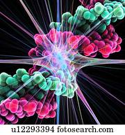 Nerve cell and DNA, artwork
