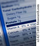 close-up, de, informação nutrição