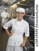 cozinheiro, e, cozinheiro, em, cozinha comercial