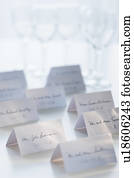 Studio shot of white place cards