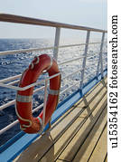 Life belt on ship at sea
