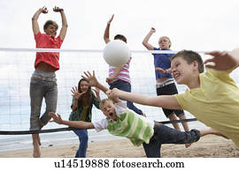 adolescentes, voleibol jogo