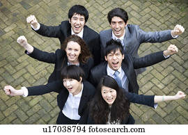 réussi, multi ethnique, business, groupe