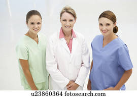 grupo, de, profissional, médico, mulheres