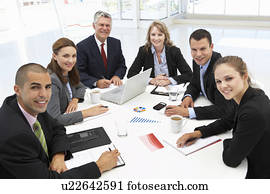 grupo misturado, em, reunião negócio