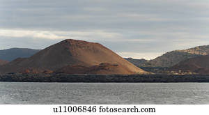 Clouds over mountains, Santiago Island, Galapagos Islands, Ecuador