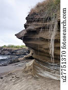 Eroded rock at coast, Puerto Egas, Santiago Island, Galapagos Islands, Ecuador
