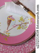 Elegant plate with bird imprint